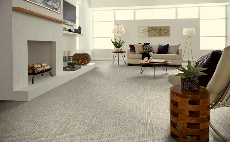 beige patterned carpet in living room